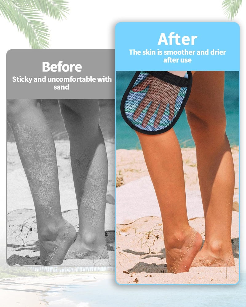 Aecsze 2 PCS Sand Remover for Beach, Soft Wipe Off Mitts for Sand Removal, Ideal for Beach, Volleyball, Surf - Image 4